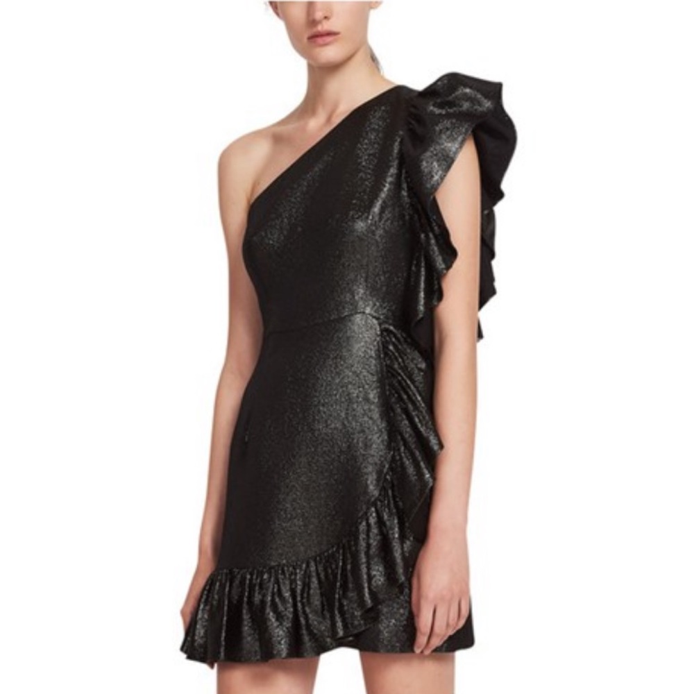 Sandro Effie Ruffled Metallic Dress